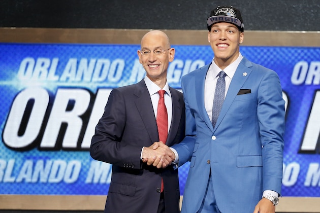 Aaron Gordon of Arizona poses for a photo with NBA Commissioner Adam Silver after being selected fourth overall by the Orlando Magic during the 2014 NBA draft, Thursday, June 26, 2014, in New York. (AP Photo/Jason DeCrow) Aaron Gordon of Arizona poses for a photo with NBA Commissioner Adam Silver after being selected fourth overall by the Orlando Magic during the 2014 NBA draft, Thursday, June 26, 2014, in New York. (AP Photo/Jason DeCrow)