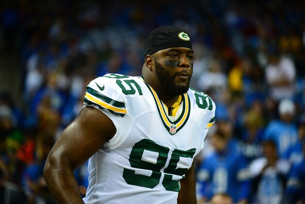 Nov 28, 2013; Detroit, MI, USA; Green Bay Packers defensive end Datone Jones (95) against the Detroit Lions at Ford Field. Mandatory Credit: Andrew Weber-USA TODAY Sports