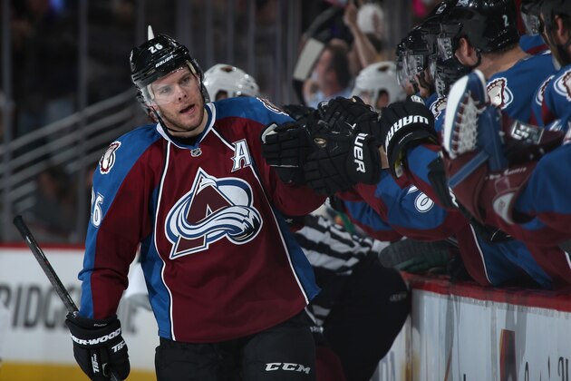 DENVER, CO - APRIL 30:  Paul Stastny #26 of the Colorado Avalanche celebrates his goal against the Minnesota Wild in Game Seven of the First Round of the 2014 NHL Stanley Cup Playoffs at Pepsi Center on April 30, 2014 in Denver, Colorado. The Wild defeated the Avalanche in overtime 5-4 to win the series.  (Photo by Doug Pensinger/Getty Images)