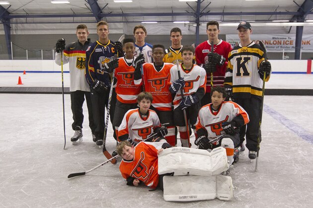 PHILADELPHIA, PA - JUNE 26: (L-R) Leon Draisaitl (far left), Aaron Ekblad, Sam Reinhart, Anthony DeAngelo, Michael Dal Colle, Sam Bennett (far right), and clinic participants pose for a picture during the 2014 NHL Draft - Top Prospects Clinic on June 26, 2014 at Scanlon Ice Rink in Philadelphia, Pennsylvania. (Photo by Mitchell Leff/Getty Images)