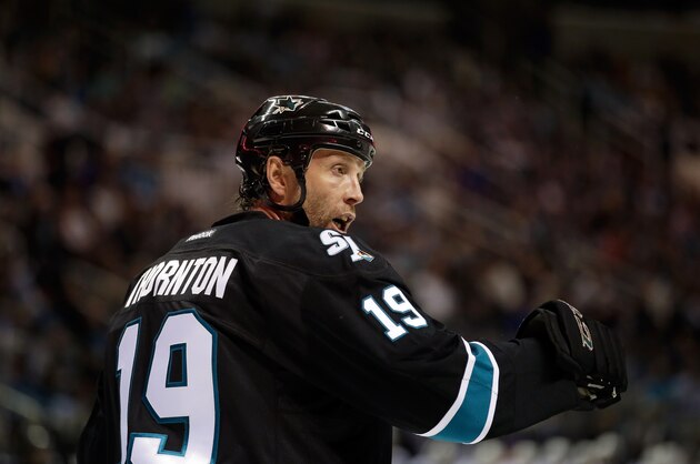 SAN JOSE, CA - APRIL 17:  Joe Thornton #19 of the San Jose Sharks in action against the Los Angeles Kings in Game One of the First Round of the 2014 NHL Stanley Cup Playoffs at SAP Center on April 17, 2014 in San Jose, California.  (Photo by Ezra Shaw/Getty Images)
