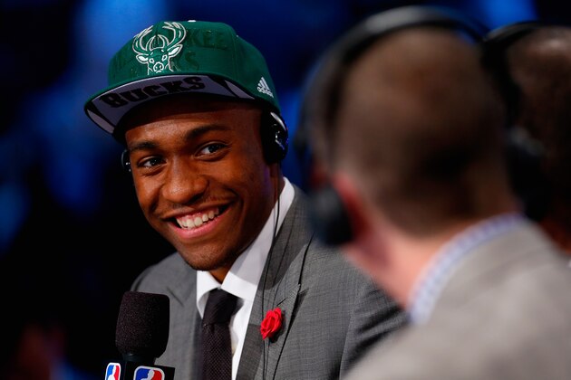 NEW YORK, NY - JUNE 26:  Jabari Parker of Duke smiles during an interview after being drafted #2 overall in the first round by the Milwaukee Bucks during the 2014 NBA Draft at Barclays Center on June 26, 2014 in the Brooklyn borough of New York City. NOTE TO USER: User expressly acknowledges and agrees that, by downloading and/or using this Photograph, user is consenting to the terms and conditions of the Getty Images License Agreement.  (Photo by Mike Stobe/Getty Images)