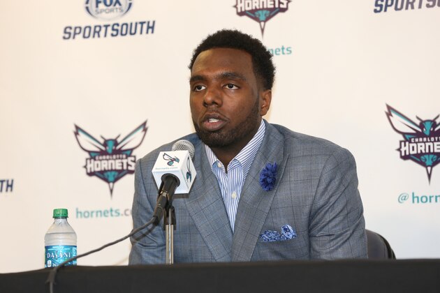 CHARLOTTE, NC - JUNE 27: Charlotte Hornets announce their new draft picks P.J. Hairston to the media  at Time Warner Cable Arena on June 27, 2014 in Charlotte, North Carolina.  NOTE TO USER: User expressly acknowledges and agrees that, by downloading and or using this photograph, User is consenting to the terms and conditions of the Getty Images License Agreement.  Mandatory Copyright Notice:  Copyright 2014 NBAE (Photo by Kent Smith/NBAE via Getty Images)