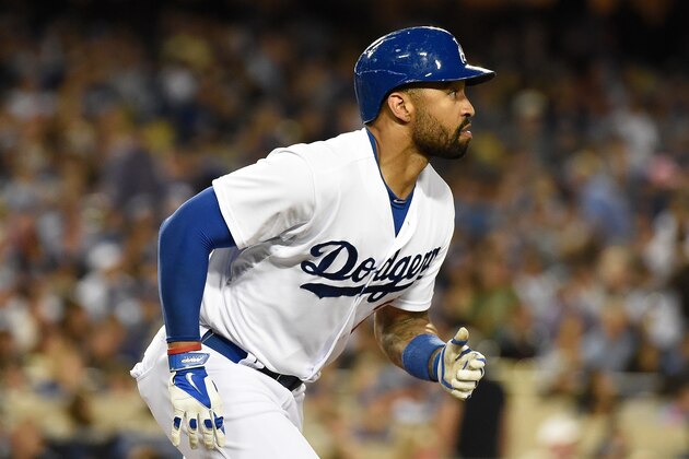 LOS ANGELES, CA - JUNE 27:  Matt Kemp #27 of the Los Angeles Dodgers runs to first base after hitting a single in the sixth inning against the St Louis Cardinals at Dodger Stadium on June 27, 2014 in Los Angeles, California.  (Photo by Lisa Blumenfeld/Getty Images)