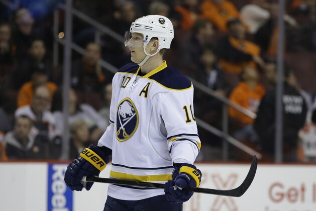 Buffalo Sabres' Christian Ehrhoff in action during an NHL hockey game against the Philadelphia Flyers, Thursday, Nov. 21, 2013, in Philadelphia. (AP Photo/Matt Slocum)