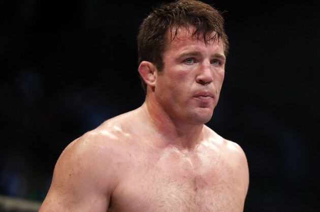 Chael Sonnen  looks on after his win against Mauricio 'Shogun' Rua, of Brazil, in their UFC on Fox Sports 1 mixed martial arts light heavyweight bout in Boston, Saturday, Aug. 17,2013.  Sonnen won via first-round tapout via guillotine choke. (AP Photo/Gregory Payan)