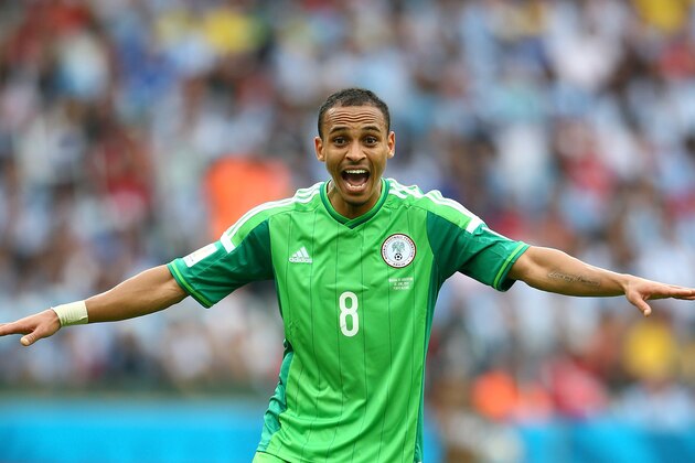 PORTO ALEGRE, BRAZIL - JUNE 25: Peter Odemwingie of Nigeria reacts during the 2014 FIFA World Cup Brazil Group F match between Nigeria and Argentina at Estadio Beira-Rio on June 25, 2014 in Porto Alegre, Brazil.  (Photo by Paul Gilham/Getty Images)
