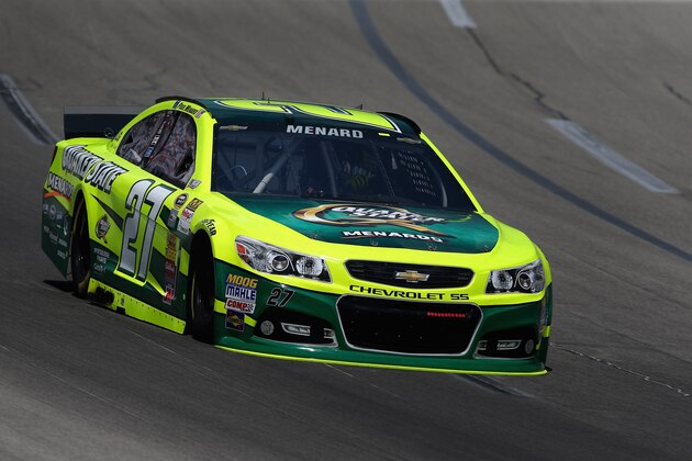 SPARTA, KY - JUNE 27:  Paul Menard, driver of the #27 Quaker State/Menards Chevrolet, drives during practice for the NASCAR Sprint Cup Series Quaker State 400 presented by Advance Auto Parts at Kentucky Speedway on June 27, 2014 in Sparta, Kentucky.  (Photo by Christian Petersen/Getty Images)