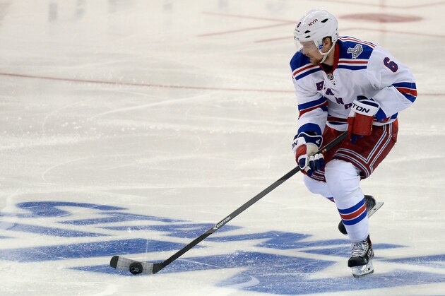 LOS ANGELES, CA - JUNE 04:  Anton Stralman #6 of the New York Rangers in action against the Los Angeles Kings during Game One of the 2014 NHL Stanley Cup Final at the Staples Center on June 4, 2014 in Los Angeles, California.  (Photo by Kevork Djansezian/Getty Images)
