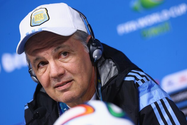 SAO PAULO, BRAZIL - JUNE 30:  Alejandro Sabella of Argentina during a press conference at Arena de Sao Paulo on June 30, 2014 in Sao Paulo, Brazil.  (Photo by Ronald Martinez/Getty Images)