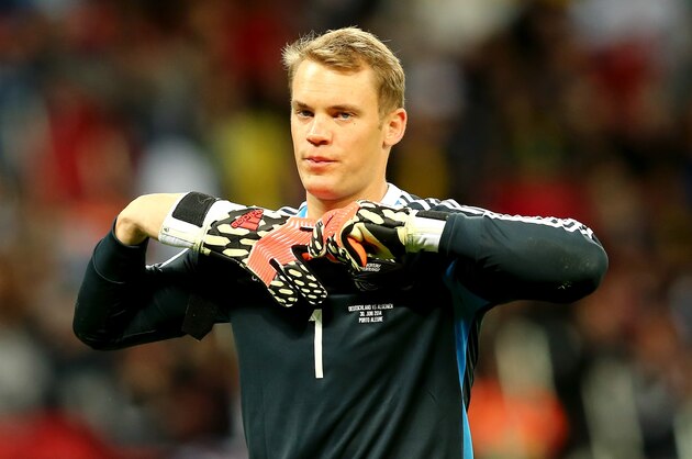 PORTO ALEGRE, BRAZIL - JUNE 30:  Goalkeeper Manuel Neuer of Germany looks on during the 2014 FIFA World Cup Brazil Round of 16 match between Germany and Algeria at Estadio Beira-Rio on June 30, 2014 in Porto Alegre, Brazil.  (Photo by Martin Rose/Getty Images)