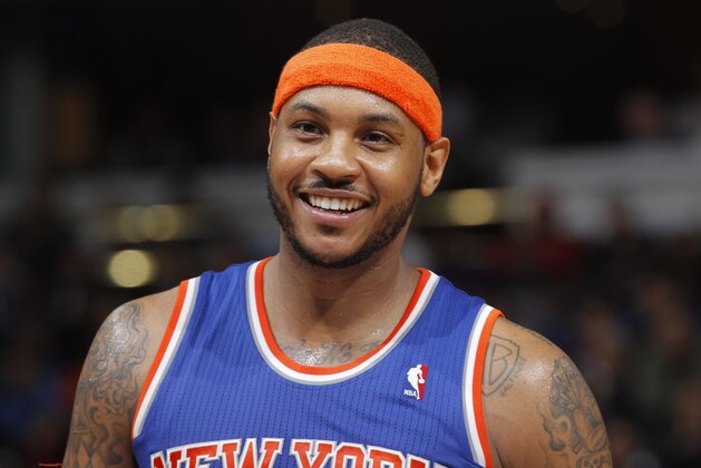 SACRAMENTO, CA - MARCH 26: Carmelo Anthony #7 of the New York Knicks stands on the court during a game against the Sacramento Kings at Sleep Train Arena on March 26, 2014 in Sacramento, California. NOTE TO USER: User expressly acknowledges and agrees that, by downloading and or using this photograph, User is consenting to the terms and conditions of the Getty Images Agreement. Mandatory Copyright Notice: Copyright 2014 NBAE (Photo by Rocky Widner/NBAE via Getty Images) SACRAMENTO, CA - MARCH 26: Carmelo Anthony #7 of the New York Knicks stands on the court during a game against the Sacramento Kings at Sleep Train Arena on March 26, 2014 in Sacramento, California. NOTE TO USER: User expressly acknowledges and agrees that, by downloading and or using this photograph, User is consenting to the terms and conditions of the Getty Images Agreement. Mandatory Copyright Notice: Copyright 2014 NBAE (Photo by Rocky Widner/NBAE via Getty Images)