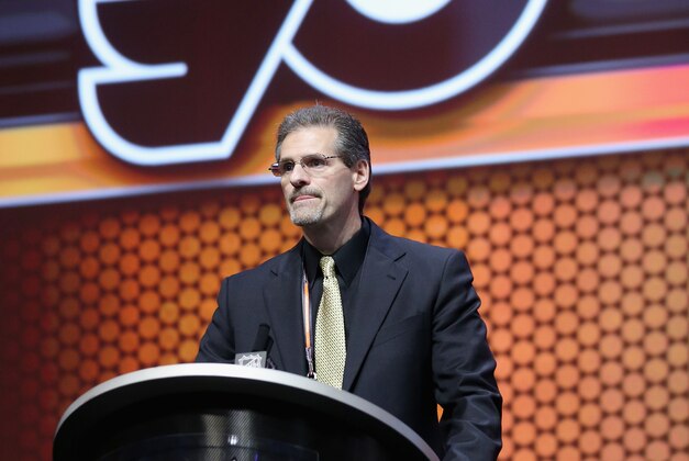 PHILADELPHIA, PA - JUNE 27:  Ron Hextall, General Manager of the Philadelphia Flyers, speaks during the first round of the 2014 NHL Draft at the Wells Fargo Center on June 27, 2014 in Philadelphia, Pennsylvania.  (Photo by Bruce Bennett/Getty Images)