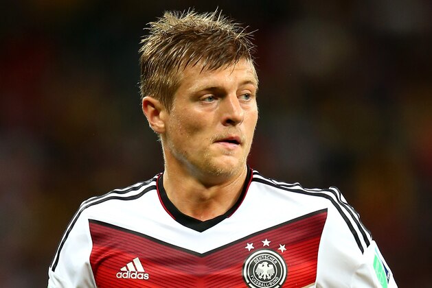 PORTO ALEGRE, BRAZIL - JUNE 30:  Toni Kroos of Germany looks on during the 2014 FIFA World Cup Brazil Round of 16 match between Germany and Algeria at Estadio Beira-Rio on June 30, 2014 in Porto Alegre, Brazil.  (Photo by Julian Finney/Getty Images)