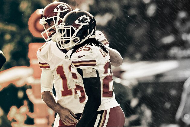 Kansas City Chiefs running back Jamaal Charles (25) takes the field before an NFL game against the Houston Texans at Arrowhead Stadium in Kansas City, MO., Sunday, Oct. 20, 2013. (AP Photo/TUSP, Jay Biggerstaff)