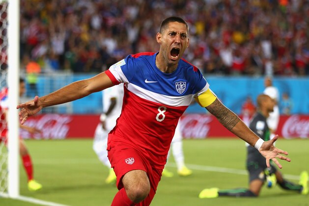 NATAL, BRAZIL - JUNE 16: Clint Dempsey of the United States reacts after scoring his team's first goal during the 2014 FIFA World Cup Brazil Group G match between Ghana and the United States at Estadio das Dunas on June 16, 2014 in Natal, Brazil. (Photo by Michael Steele/Getty Images) NATAL, BRAZIL - JUNE 16: Clint Dempsey of the United States reacts after scoring his team's first goal during the 2014 FIFA World Cup Brazil Group G match between Ghana and the United States at Estadio das Dunas on June 16, 2014 in Natal, Brazil. (Photo by Michael Steele/Getty Images)