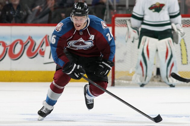 DENVER, CO - APRIL 17:  Paul Stastny #26 of the Colorado Avalanche skates against the Minnesota Wild in Game One of the First Round of the 2014 NHL Stanley Cup Playoffs at Pepsi Center on April 17, 2014 in Denver, Colorado. Stastny scored the game tying and winning goals as the Avalanche defeated the Wild 5-4 in overtime to take a 1-0 game advantage in the series.  (Photo by Doug Pensinger/Getty Images)