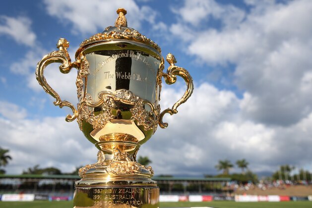 LAUTOKA, FIJI - JUNE 28:  The Webb Ellis cup during the Rugby World Cup 2015 qualifying match between Fiji and the Cook Islands at Churchill Park on June 28, 2014 in Lautoka, Fiji.  (Photo by David Rogers/Getty Images)