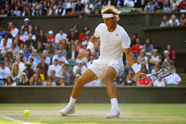 LONDON, ENGLAND - JULY 01:  Rafael Nadal of Spain during his Gentlemen's Singles fourth round match against Nick Kyrgios of Australia on day eight of the Wimbledon Lawn Tennis Championships at the All England Lawn Tennis and Croquet Club on July 1, 2014 in London, England.  (Photo by Al Bello/Getty Images)