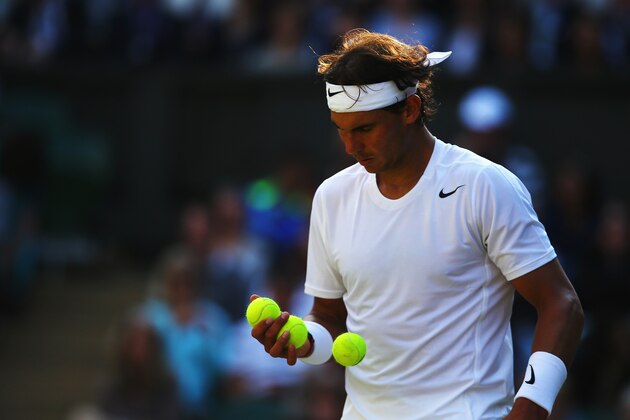 LONDON, ENGLAND - JULY 01:  Rafael Nadal of Spain during his Gentlemen's Singles fourth round match against Nick Kyrgios of Australia on day eight of the Wimbledon Lawn Tennis Championships at the All England Lawn Tennis and Croquet Club on July 1, 2014 in London, England.  (Photo by Al Bello/Getty Images)