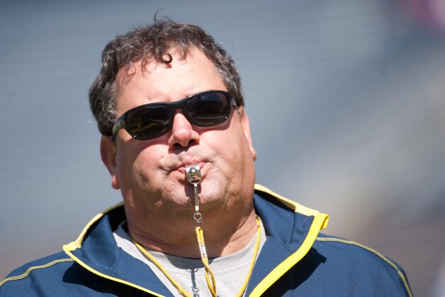 Apr 5, 2014; Ann Arbor, MI, USA; Michigan Wolverines head coach Brady Hoke during the Spring Game at Michigan Stadium. Mandatory Credit: Tim Fuller-USA TODAY Sports