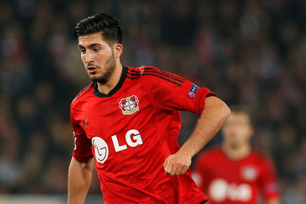 PARIS, FRANCE - MARCH 12: Emre Can of Leverkusen in action during the UEFA Champions League Round of 16 second leg match between Paris Saint-Germain FC and Bayer Leverkusen at Parc des Princes on March 12, 2014 in Paris, France.  (Photo by Dean Mouhtaropoulos/Getty Images)