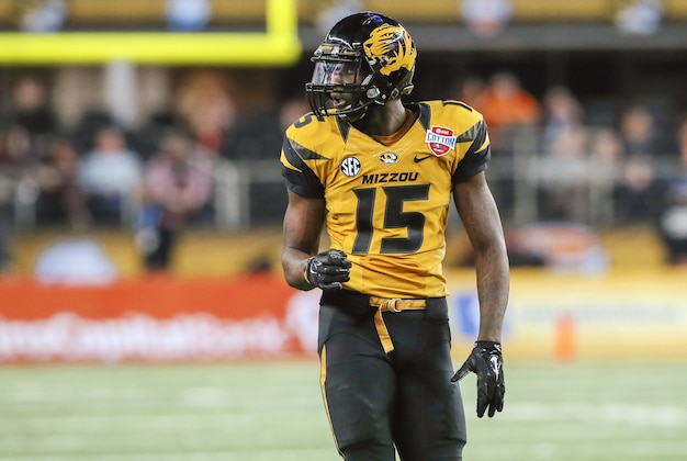 Jan 3, 2014; Arlington, TX, USA; Missouri Tigers wide receiver Dorial Green-Beckham (15) during the game against the Oklahoma State Cowboys in the 2014 Cotton Bowl at AT&T Stadium. Missouri won 41-31. Mandatory Credit: Kevin Jairaj-USA TODAY Sports