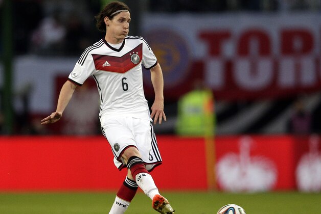 Germany's Sebastian Rudy plays the ball during a friendly soccer match between Germany and Poland in Hamburg, Germany, Tuesday, May 13, 2014. The match ended in a 0-0 draw. (AP Photo/Michael Sohn)