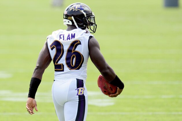 Jun 12, 2013; Owings Mills, MD, USA; Baltimore Ravens safety Matt Elam (26) carries the ball during mini camp at Under Armour Performance Center. Mandatory Credit: Evan Habeeb-USA TODAY Sports