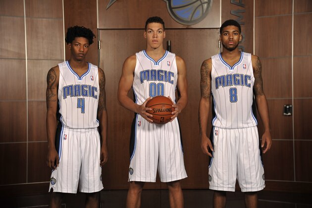 ORLANDO, FL - JUNE 27: Orlando Magic 2014 NBA Draft Picks Aaron Gordon, Elfrid Payton and Roy Devyn Marble pose for a portrait on June 27, 2014 at Amway Center in Orlando, Florida. NOTE TO USER: User expressly acknowledges and agrees that, by downloading and or using this photograph, User is consenting to the terms and conditions of the Getty Images License Agreement. Mandatory Copyright Notice: Copyright 2014 NBAE (Photo by Fernando Medina/NBAE via Getty Images) ORLANDO, FL - JUNE 27: Orlando Magic 2014 NBA Draft Picks Aaron Gordon, Elfrid Payton and Roy Devyn Marble pose for a portrait on June 27, 2014 at Amway Center in Orlando, Florida. NOTE TO USER: User expressly acknowledges and agrees that, by downloading and or using this photograph, User is consenting to the terms and conditions of the Getty Images License Agreement. Mandatory Copyright Notice: Copyright 2014 NBAE (Photo by Fernando Medina/NBAE via Getty Images)