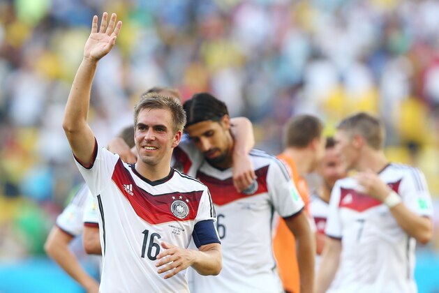 RIO DE JANEIRO, BRAZIL - JULY 04: Philipp Lahm of Germany acknowledges the fans after defeating France 1-0 in the 2014 FIFA World Cup Brazil Quarter Final match between France and Germany at Maracana on July 4, 2014 in Rio de Janeiro, Brazil. (Photo by Martin Rose/Getty Images) RIO DE JANEIRO, BRAZIL - JULY 04: Philipp Lahm of Germany acknowledges the fans after defeating France 1-0 in the 2014 FIFA World Cup Brazil Quarter Final match between France and Germany at Maracana on July 4, 2014 in Rio de Janeiro, Brazil. (Photo by Martin Rose/Getty Images)
