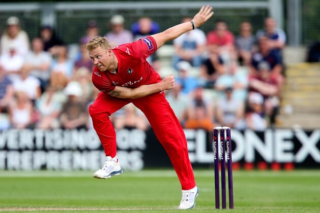WORCESTER, ENGLAND - JULY 06:  Andrew Flintoff of Lancashire in action during the Natwest T20 Blast match between Worcestershire Rapids and Lancashire Lightning at New Road on July 6, 2014 in Worcester, England.  (Photo by Ben Hoskins/Getty Images)
