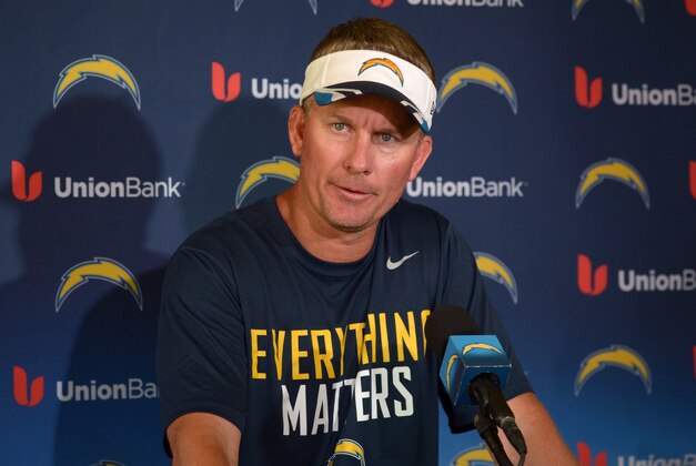 Jun 18, 2014; San Diego, CA, USA; San Diego Chargers coach Mike McCoy at minicamp press conference at Chargers Park. Mandatory Credit: Kirby Lee-USA TODAY Sports