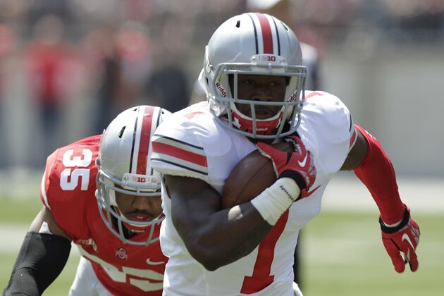 Ohio State wide receiver Johnnie Dixon during their spring NCAA college football game Saturday, April 12, 2014, in Columbus, Ohio. (AP Photo/Jay LaPrete)