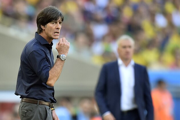 Germany's head coach Joachim Loew, left, and France's head coach Didier Deschamps stand on the touchline during the World Cup quarterfinal soccer match between Germany and France at the Maracana Stadium in Rio de Janeiro, Brazil, Friday, July 4, 2014. (AP Photo/Martin Meissner) Germany's head coach Joachim Loew, left, and France's head coach Didier Deschamps stand on the touchline during the World Cup quarterfinal soccer match between Germany and France at the Maracana Stadium in Rio de Janeiro, Brazil, Friday, July 4, 2014. (AP Photo/Martin Meissner)