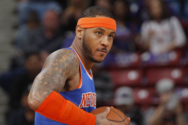 SACRAMENTO, CA - MARCH 26: Carmelo Anthony #7 of the New York Knicks in a game against the Sacramento Kings on March 26, 2014 at Sleep Train Arena in Sacramento, California. NOTE TO USER: User expressly acknowledges and agrees that, by downloading and or using this photograph, User is consenting to the terms and conditions of the Getty Images Agreement. Mandatory Copyright Notice: Copyright 2014 NBAE (Photo by Rocky Widner/NBAE via Getty Images)
