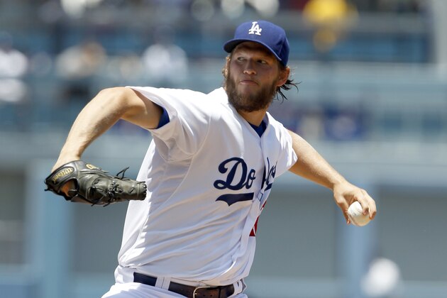 os Angeles Dodgers starting pitcher Clayton Kershaw throws against the St. Louis Cardinals in the first inning of a baseball game on Sunday, June 29, 2014, in Los Angeles. (AP Photo/Alex Gallardo)
