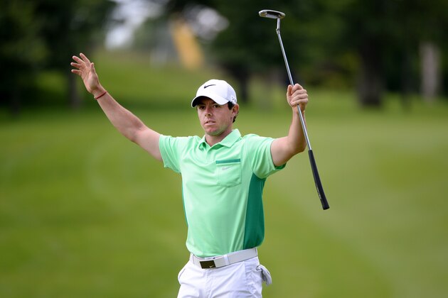 CORK, IRELAND - JUNE 19: Rory McIlroy of Northern Ireland celebrates his berdie on the par four 9th hole during the first round of the Irish Open at the Fota Island Resort on June 19, 2014 in Cork, Ireland. (Photo by Ross Kinnaird/Getty Images) CORK, IRELAND - JUNE 19: Rory McIlroy of Northern Ireland celebrates his berdie on the par four 9th hole during the first round of the Irish Open at the Fota Island Resort on June 19, 2014 in Cork, Ireland. (Photo by Ross Kinnaird/Getty Images)