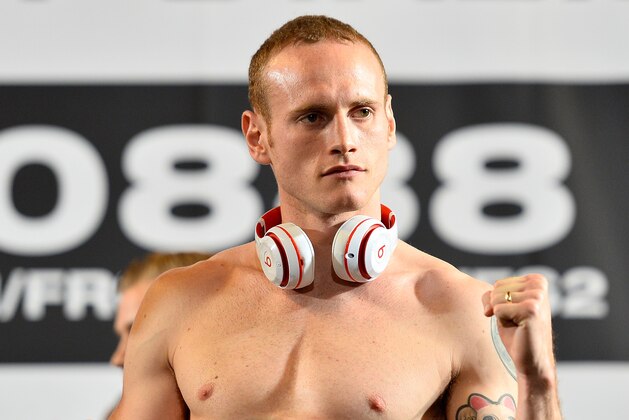 LONDON, ENGLAND - MAY 30:  George Groves salutes the crowd at the Carl Froch v George Groves - Weigh-In at Wembley Arena on May 30, 2014 in London, England. The WBA & IBF Super Middleweight World Championship fight between Carl Froch and George Groves takes place at Wembley Stadium on Saturday May 31st.  (Photo by Justin Setterfield/Getty Images)