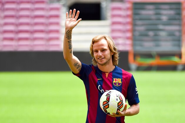 BARCELONA, SPAIN - JULY 01:  Ivan Rakitic poses as a new player for FC Barcelona at the Camp Nou stadium on July 1, 2014 in Barcelona, Spain.  (Photo by David Ramos/Getty Images)