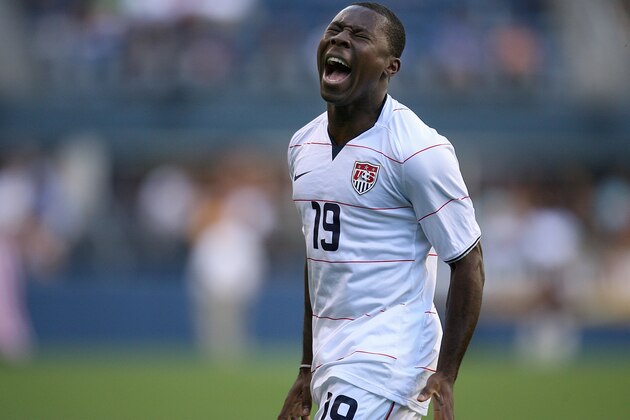 SEATTLE - JULY 04:  Freddy Adu #19 of USA celebrates after scoring a goal against Grenada during the 2009 CONCACAF Gold Cup game at Qwest Field in Seattle, Washington. (Photo by Otto Greule Jr/Getty Images)