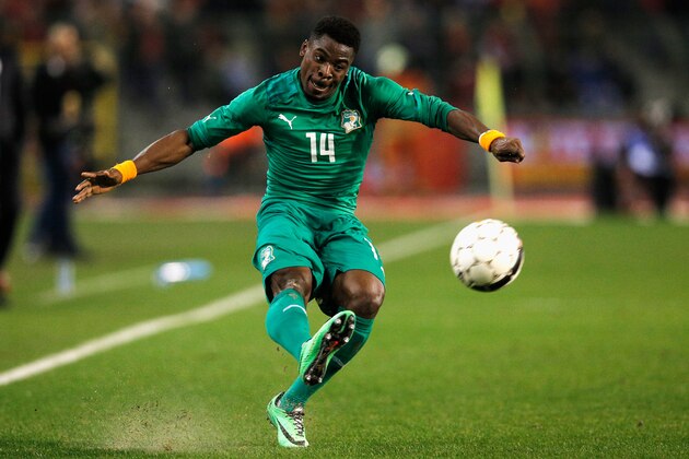 BRUSSELS, BELGIUM - MARCH 05:  Christopher Aurier of Ivory Coast in action during the International Friendly match between Belgium and Ivory Coast at The King Baudouin Stadium on March 5, 2014 in Brussels, Belgium.  (Photo by Dean Mouhtaropoulos/Getty Images)