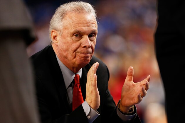 ARLINGTON, TX - APRIL 05: Head coach Bo Ryan of the Wisconsin Badgers looks on prior to the NCAA Men's Final Four Semifinal against the Kentucky Wildcats at AT&T Stadium on April 5, 2014 in Arlington, Texas.  (Photo by Tom Pennington/Getty Images)