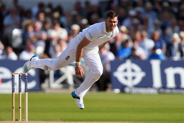 NOTTINGHAM, ENGLAND - JULY 09:  England bowler James Anderson in action during day one of the 1st  Investec Test Match between England and India at  Trent Bridge on July 9, 2014 in Nottingham, England.  (Photo by Stu Forster/Getty Images)