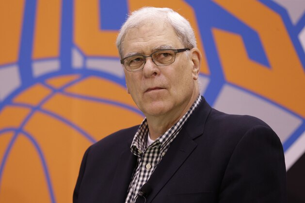 New York Knicks president Phil Jackson participates in a news conference in Tarrytown, N.Y., Tuesday, June 10, 2014. The New York Knicks hired Derek Fisher as their new coach on Tuesday, with Phil Jackson turning to one of his trustiest former players. (AP Photo/Seth Wenig) New York Knicks president Phil Jackson participates in a news conference in Tarrytown, N.Y., Tuesday, June 10, 2014. The New York Knicks hired Derek Fisher as their new coach on Tuesday, with Phil Jackson turning to one of his trustiest former players. (AP Photo/Seth Wenig)