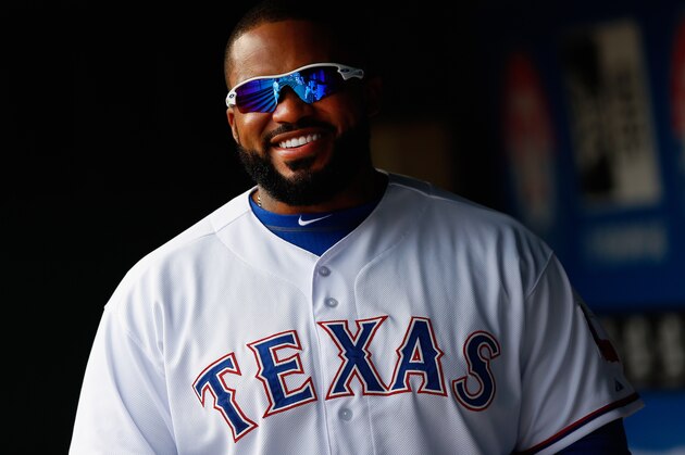 ARLINGTON, TX - APRIL 20:  Prince Fielder #84 of the Texas Rangers prepares to take on the Chicago White Sox at Globe Life Park in Arlington on April 20, 2014 in Arlington, Texas.  (Photo by Tom Pennington/Getty Images)