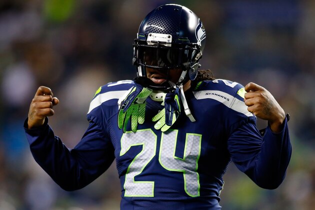 SEATTLE, WA - DECEMBER 02:  Running back Marshawn Lynch #24 of the Seattle Seahawks looks on before a game against the New Orleans Saints at CenturyLink Field on December 2, 2013 in Seattle, Washington.  (Photo by Jonathan Ferrey/Getty Images)