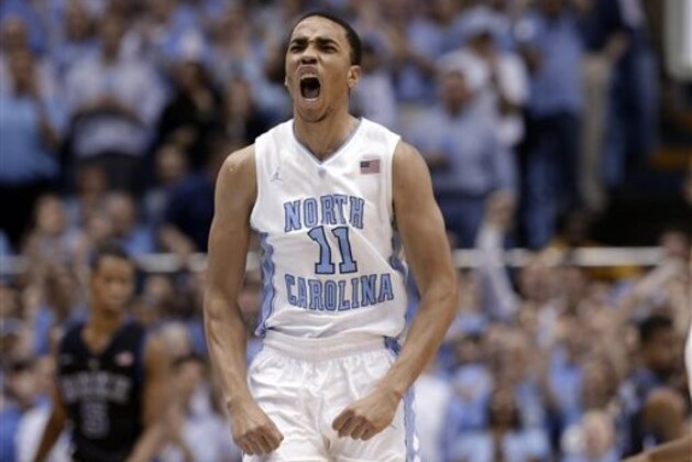 North Carolina's Brice Johnson rcelebrates following a basket late in the second half of an NCAA college basketball game against Duke in Chapel Hill, N.C., Thursday, Feb. 20, 2014. North Carolina won 74-66. (AP Photo/Gerry Broome) North Carolina's Brice Johnson rcelebrates following a basket late in the second half of an NCAA college basketball game against Duke in Chapel Hill, N.C., Thursday, Feb. 20, 2014. North Carolina won 74-66. (AP Photo/Gerry Broome)