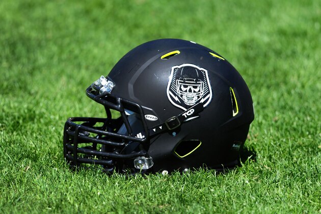 Jul 10, 2014; Beaverton, OR, USA; A general view of a helmet worn during Nike Football ' The Opening' at Nike World Headquarters.  Mandatory Credit: Steve Dykes-USA TODAY Sports