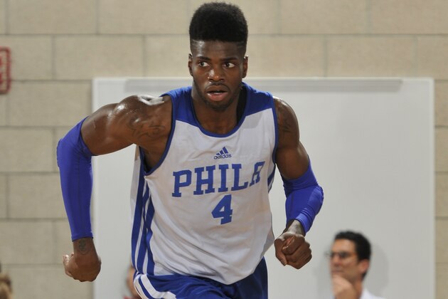ORLANDO, FL - JULY 8: Nerlens Noel #4 of the Philadelphia 76ers during the game against the Houston Rockets on July 8, 2014 at Amway Center in Orlando, Florida. NOTE TO USER: User expressly acknowledges and agrees that, by downloading and or using this photograph, User is consenting to the terms and conditions of the Getty Images License Agreement. Mandatory Copyright Notice: Copyright 2014 NBAE  (Photo by Fernando Medina/NBAE via Getty Images)